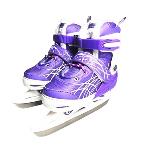 LuminescentDream Patines de Hockey sobre Hielo para jóvenes,Patines de Hielo para Principiantes y patinadoras recreativas,Suave y cómodo con Sistema de Cordones rápido y Hebilla de Bloqueo Push-Lock