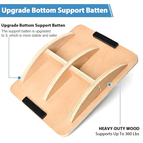 Image of Standing Desk Anti Fatigue Mat Balance Board, Exercise Wooden Wobble Board Stability Rocker Perfect for Office, Workstation, Home, Gym, Kitchen (Basic)