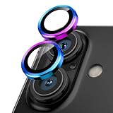 Podick カメラフィルム iPhone 16/16 Plus用 カメラカバー 9H強化ガラス アルミ合金 アイフォン16/16Plus用 カメラ保護 キズ防止 耐衝撃 高透過率 黒縁取り 露出オーバー防止 極薄 レンズカバー プロテクター カラフル