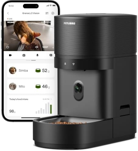 PETLIBRO Automatic Cat Feeder with Camera, Scale AI Smart Food In...