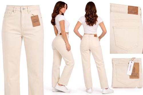 Image of Women Jeans Wide Leg High Waist Straight Fit Casual Pants - Everyday Comfort & Trend Style