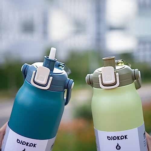Image of BJPKPK 45oz Insulated Water Bottle with Straw Lid, Stainless Steel Bottle | One-Hand Straw Lid, BPA-Free Leakproof Large Water Bottle with Handle, Keeps Cold & Hot, Vacuum Insulation for Gym & Outdoor