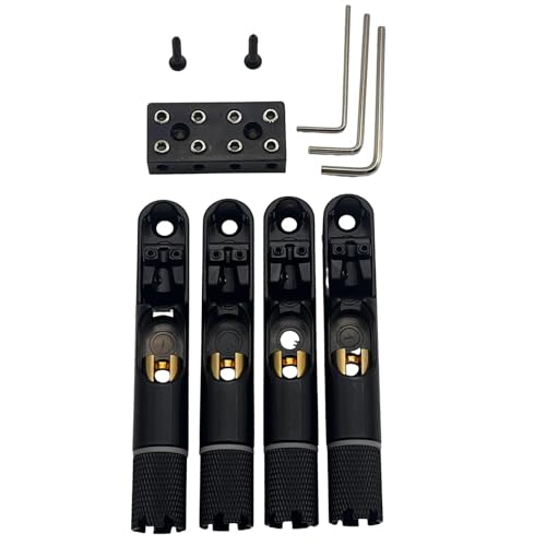 Headless Fixed Fanned Bridges 4 String Bass Guitar Bridge(Black) For Electric Bass Guitar Replacement Parts