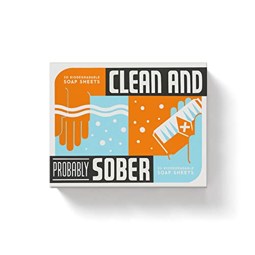 Brass Monkey Probably Sober Soap Sheets, 1 Package (30 Unscented Sheets) – Convenient Biodegradable Hand Soap Sheets for On the Go – Features Funny Artwork – Pack Measures 3.375” x 2.625” x .1875