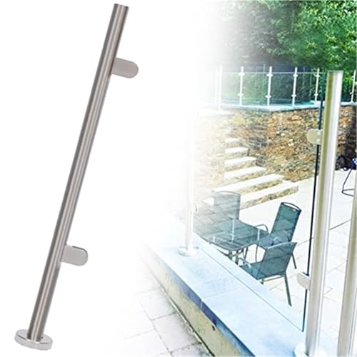 48 44 40 36 32 28 24 in Height Round Glass Railing Post, Glass Stair Railing Post System for Atrium Dividers, Stainless Steel Pillar Clamps Vitreous(C-Edge,Height 40in/100cm)