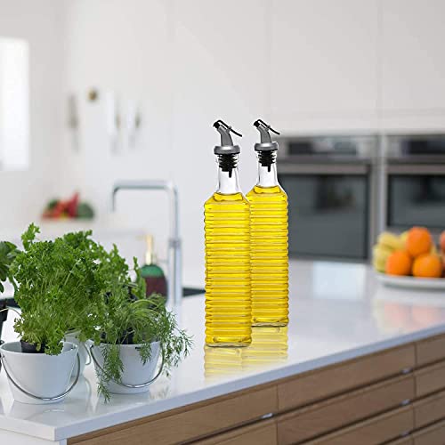 Image of Cutting EDGE Glass Transparent Leak Proof Cap Oil Dispenser and Holder, 500ml (Set of 2)