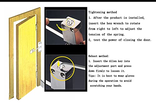 Spring Door Closer, Stainless Steel Adjustable Automatic Door Closer For Residential/Commercial Use, Stainless Steel Surface Mounted Door Closer #TOP2