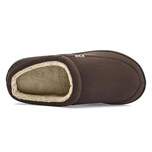 Image of NewDenBer Men's Warm Memory Foam Suede Plush Fleece Lined Slip on Indoor Outdoor Clog House Slippers