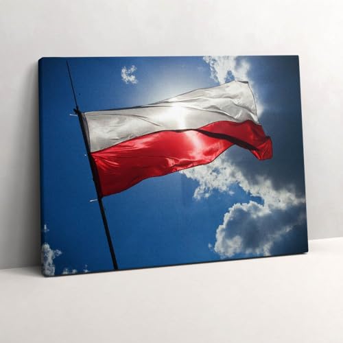 Drapeau polonais image sur toile 80x60cm murale d'art tableau photo pour bureau maison
