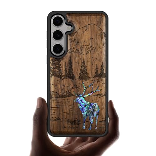 Coque Samsung S25 étui bois de noyer compatible Galaxy S25 protection