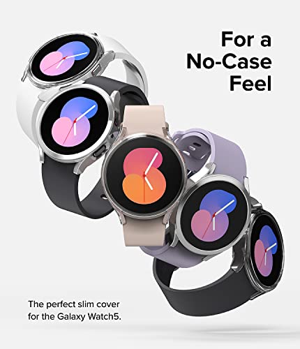 Image of Ringke Slim Case [2 Pack] Compatible with Samsung Galaxy Watch 5 40mm, Watch5 Bezel [Frame Only] Premium PC Hard Thin Cover - Clear & Chrome