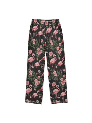 Flamingos Flowers Boys Pants for Kids Jogger Pants with Pockets S2