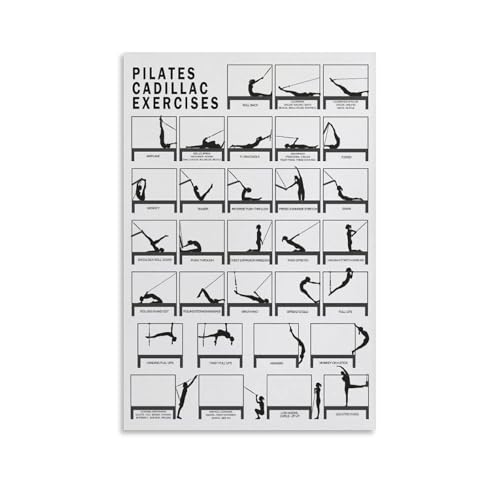 FOLIUMK PILATES CADILLAC Exercises Chart Poster Pilates Workout Poster Pilates Studio Decorstyle12x18inch(30x45cm)