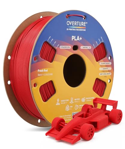 OVERTURE High Speed PLA+ 2.0 3D Printer Filament 1.75mm, 1kg Fresh Red