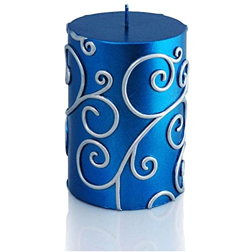 Jeco 3x4 Inch Scroll Pillar Candles (Pack of 12) Purple
