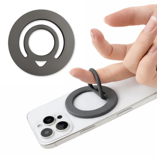 スマート良品 【2026年モデル】 Mag-Safe対応 スマホリング つけたまま充電 両面マグネット式 冷蔵庫 金属面吸着OK ソフトシリコン 薄型軽量 落下防止 メタルリング付き マグセーフ リング iPhone 17 16 15 14 13 12 Pixel Galaxy 対応 (06 オリーブグレー)