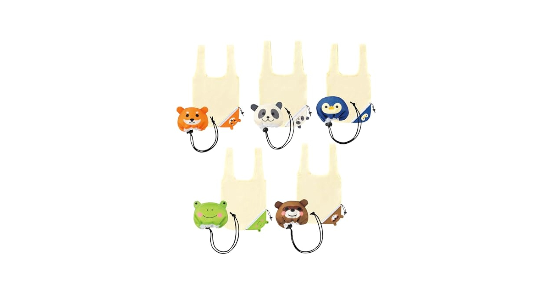 Amazon | 【5個セット】動物 アニマル エコバッグ お買い物
