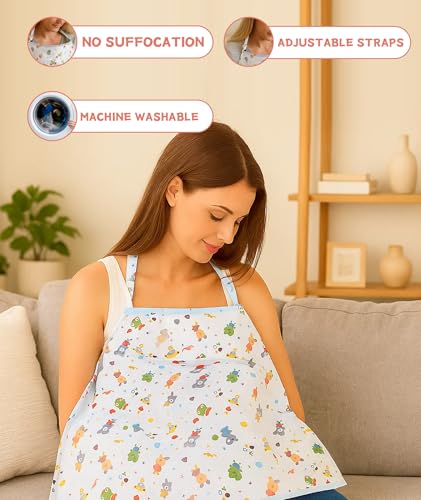 Image of Nursing Cover for Breastfeeding, Feeding Covers for Nursing Mom, Cotton Feeding Apron for Mom with Animal Print, Breastfeeding Cover for Mother, Feeding Shawl Breastfeeding Mother