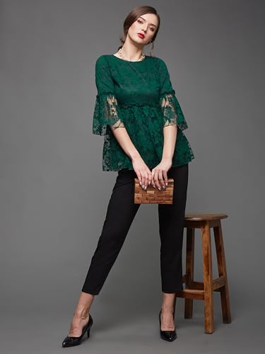 Image of Miss Chase Women's Relaxed Fit Regular Lace Top