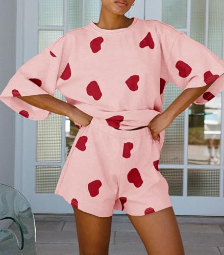 Image of Tankaneo Womens Pajama Sets 3 /4 Sleeve Oversized Tops & Loose Fit Shorts Lounge Set with Pockets Loungewear