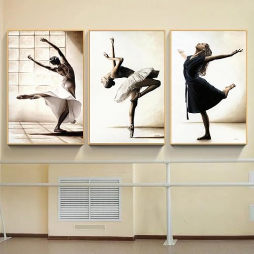 Impressions sur toile KEBIA Danseuse de ballet 3 pièces 80x110 cm sans cadre