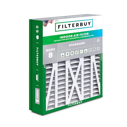 Filterbuy 21x21.5x5 Air Filter MERV 8 Dust Defense (1-Pack), Pleated HVAC AC Furnace Air Filters Replacement for Trane Perfect Fit & American Standard (Actual Size: 20.00 x 21.09 x 4.97 Inches)