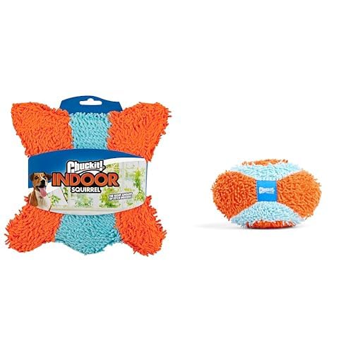 Chuckit Indoor Dog Toy Bundle - Interactive Squirrel Toy and 7 5 Inch Fumbler Roller Orange and Blue