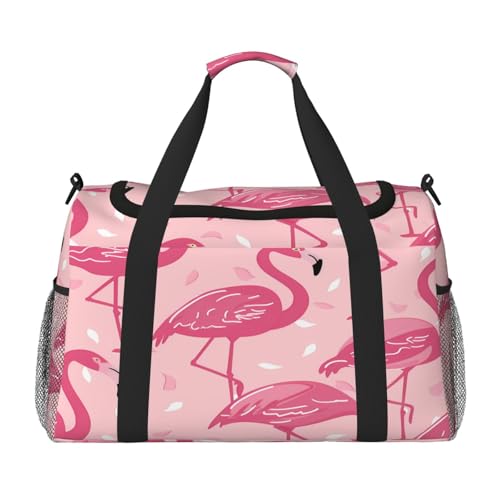 Tropical Pink Animal Bird Duffle Bag Travel Duffel Bags for Men Women Waterproof Gym Overnight Weekender Bag Carry on Tote Bag