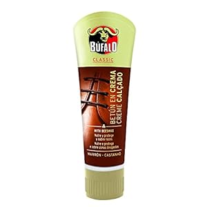 Búfalo Classic – Betún en Crema para Zapatos, Cuidado del Calzado, Crema Color Marrón que Nutre, Protege y da Brillo, Óptimo para Pieles Lisas – Tubo de 50ml