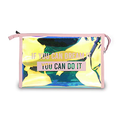 NFI essentials Glossy Makeup Pouch for Women Stylish Pouches for Makeup Accessories Storage Cosmetic Pouches Make up Bag for Girls (Light Pink)