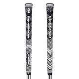 KINGRASP ゴルフグリップ 2点セット 全天候型コード付きラバーグリップ ゴルフクラブ用 プレミアムラバーゴルフグリップ 標準/中型/特大サイズ ウェッジ/ドライバー/アイアン/ハイブリッド用 (ブラック.標準)