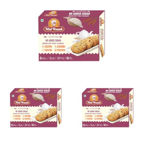 Image of Midbreak No Added Sugar Jowar Millet & Dry Fruit Cookies 200g (Pack of 3) |Gluten-Free Biscuits | High Fiber Diabetic-Friendly Healthy Snack