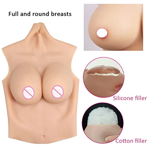 Realistic Crossdressing Fake breastplate B-H Cup Half Body Silicone Breast Forms for Drag Queen Transgender Shemale4