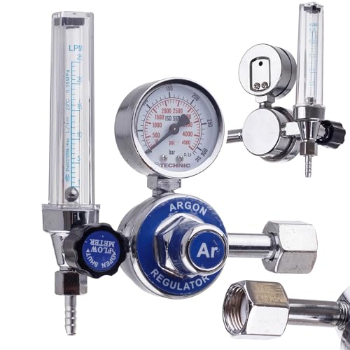 TC TECHNIC Professional Druckminderer für Argon Co2 Durchflussmesser MAG WIG Schweißen Eingang: 0-200 Bar Ausgang: Max. 4 Bar