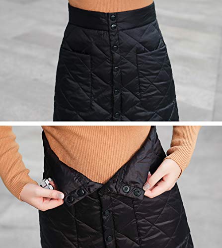GGUHHU Womens Classic High Waist Button Down Pocketed Quilted Thick Warm Skirts4