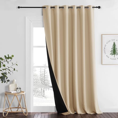Pony Dance Cortina 100 Opaca Ventana Cortinas Salon Modernas 200x245 Cm Cortina Aislante Frio 1 Pieza Cortina Dormitorio Con Ojales Blackout Curtains Cortina Habitacion, Beige Oscuro