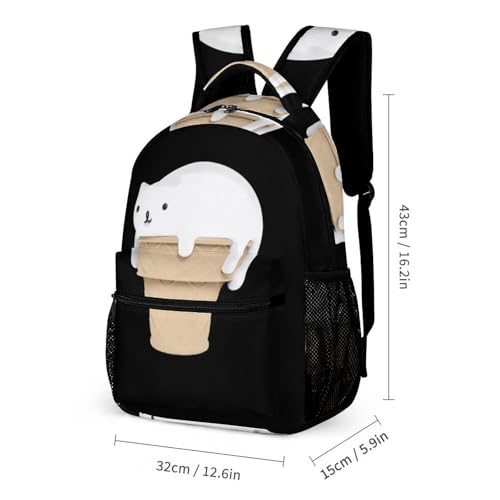Funny Cat Ice Cream Funny Backpack Set Lunch Bag Pencil Case Makeup Bag 3 in 1 for Men Women Travel2