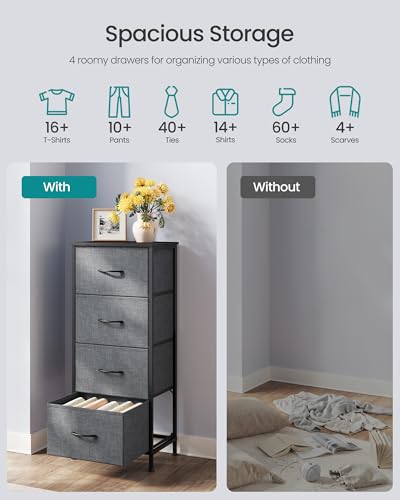 Image of SONGMICS BELLAH Collection - Dresser for Bedroom, Chest of Drawers, Storage Organizer Unit, Closet, Entryway, Steel, 4 Drawers, Modern, Slate Gray ULGS314GN02S