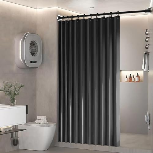 BOYOUTH Tende da doccia pieghevoli pesanti a fisarmonica, in tessuto impermeabile, divisorio plissettato per la privacy, per bagno, vasche da bagno, hotel, spa, colore: grigio scuro, 140 x 200 cm