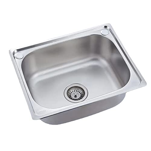 DESHVA Évier De Cuisine 304 en Acier Inoxydable 420mm X 370mm Evier INOX Brossé avec Trous De Montage Et Égouttoir Cuve Simple