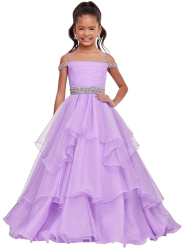 Girls Pageant Dress Off Shoulder Long Crystals Prom Puffy Party Ball Gowns with Detachable Train PT151