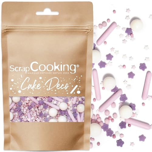 ScrapCooking - Décors Sucrés Rods Lilas 70g - Sprinkles Pâtisserie Mauve, Violet & Blanc Comestibles - Perles en Sucre - Décoration Desserts, Gâteaux,...