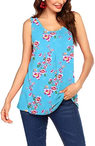 Zeagoo Womens Tunic Tank Tops Floral Sleeveless Tops Scoop Neck Summer Blouse Loose Casual Work Shirt