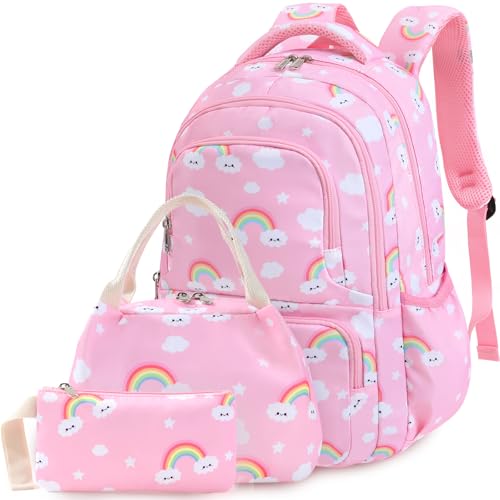 Backpack for Boys Girls, Kids Bookbag Set, Lightweight Schook Bag with Lunch Box & Pen Case for Primary Elementary
