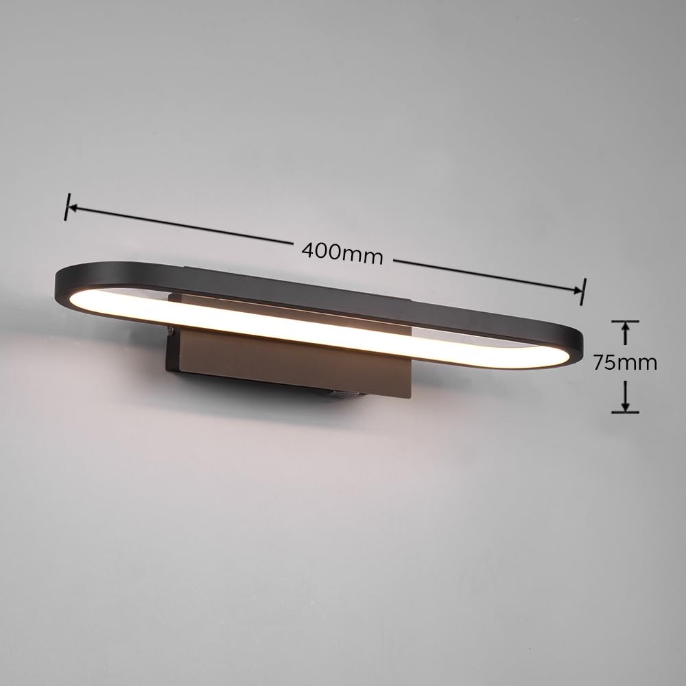 Applique murale Trio Gianni LED 17W 3000K 1700lm Métal noir mat 40x14x7.5cm IP44