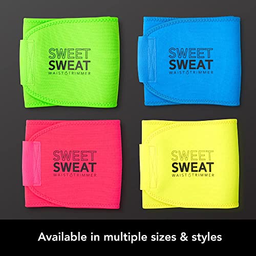 Image of Sports Research Sweet Sweat Waist Trimmer (Core Series) - Premium Sweat Enhancing Fitness Band for Women & Men - Neon Yellow, Large
