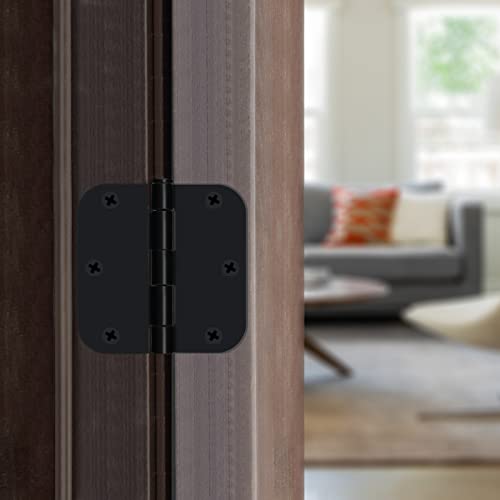 Egofine Door Hinges 12 Pack Matte Black Door Hinges, 3.5" X 3.5" Interior Door Hinges With 5/8" Radius Corners #TOP6