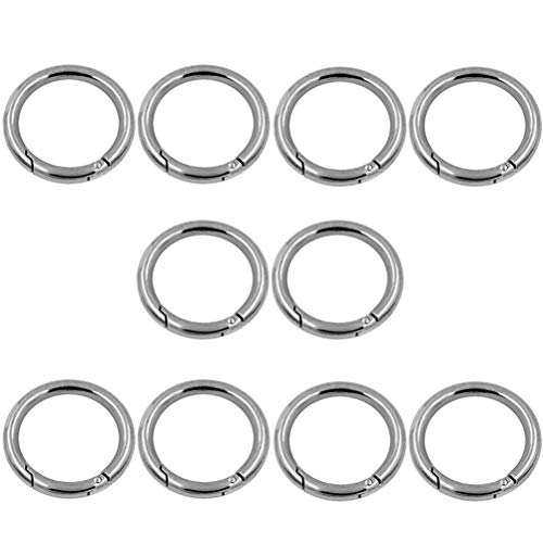 MUCHENG Pack of 10 O Ring Round Spring Gate Carabiner Snap Clip Trigger Spring Keyring Buckle Spring coil