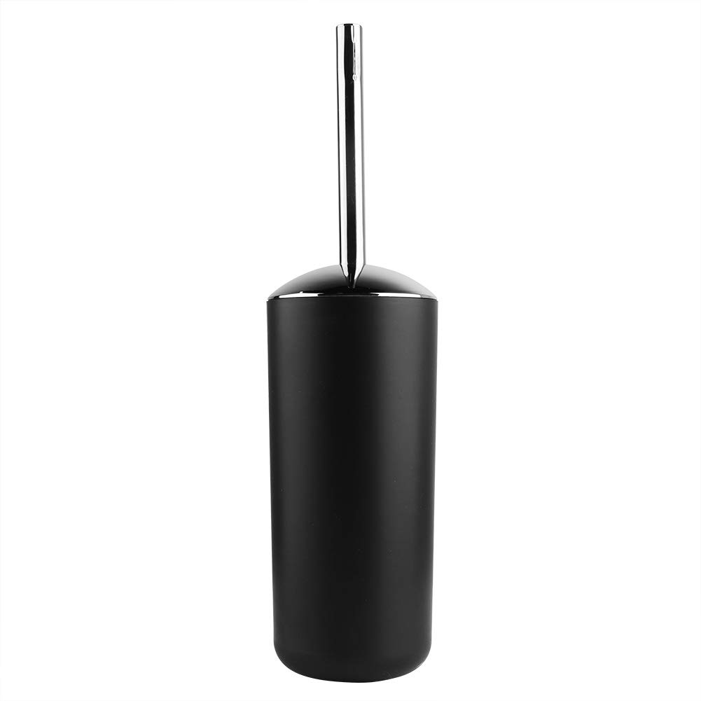Juego de 6 accesorios de baño de plástico con dispensador de jabón, soporte para cepillo de dientes, cepillo de inodoro, cubo de basura, jabonera, ideal para uso familiar y hotel (negro)