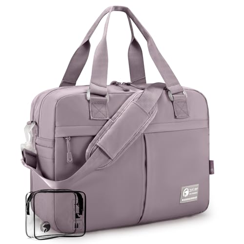 BAGZY 40x30x15cm Personal Item Bag Expandable 40x30x25cm Gym Bag Lightweight Travel Duffle Bag Mens Weekender Bags for Women with Wet Pocket for Overnight Hospital Carry on Bags for Airplanes Purple